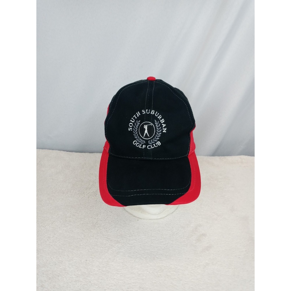 South Suburban Golf Club Hat Cap Black Red Adjustable Strapback‎ Embroidered
